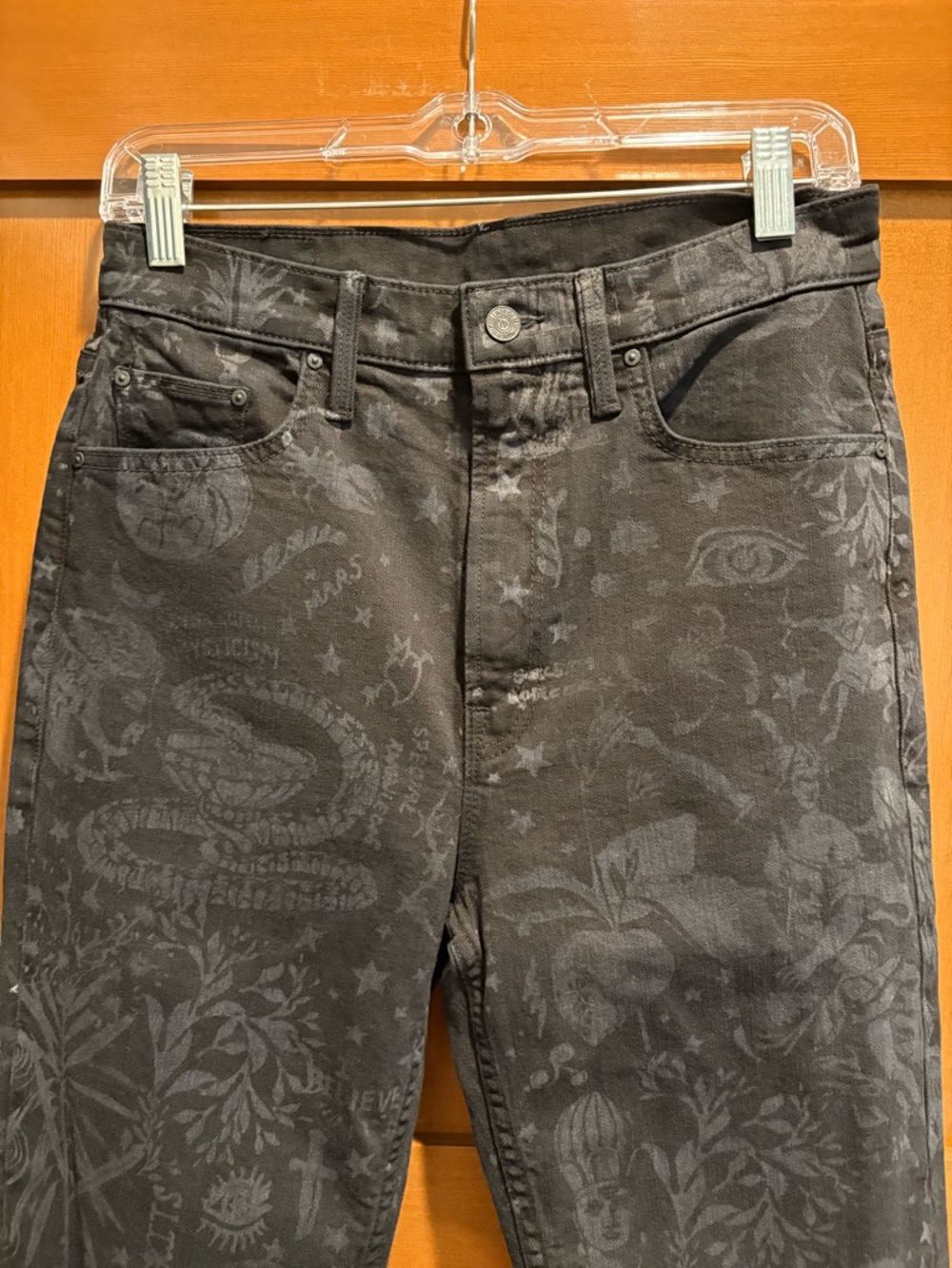 New MOTHER High-Waist Rider Ankle Black Patterned Jeans